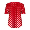 thumbnail image 6 of Feancey Plus Size Blouses for Women Dressy Casual Polka Dot Print Tunic Tops Button up Round Neck Short Sleeve T-Shirts 2025 Trendy Going Out Tee Shirt Red 5XL, 6 of 7