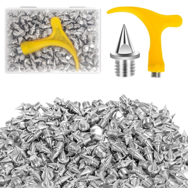 YUNVI Clavos de Pista de 1/4 de Pulgada, 220 Piezas Clavos de Zapato Pirámide de Acero Inoxidable con Llave de Pista para Pista y Campo a Través, Clavos de Repuesto para Zapatillas Deportivas Cortas d