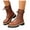 Brown, variant on Women's Platform Lace Up Mid Calf Boots Wide Toe Box Slip On Combat Booties Buckle Strap Motorcycle Riding Boots Black Size 7