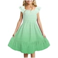 thumbnail image 2 of Kogui Little Girl Dresses Girls Summer Short Sleeve Dress A Line Swing Basic Twirl Party Dresses Size 9-10 (Green,9-10 Years), 2 of 6
