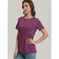 thumbnail image 2 of Womens Short Sleeve Basic Shirts Crewneck Tees Loose Fit Fashion Tops Casual Summer Clothes, 2 of 6