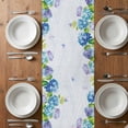 thumbnail image 4 of Table Runner 48 Inches Long for Kitchen Dining, Blue Hydrangea Floral Dresser Scarf Farmhouse, Dining Table Decorations for Wedding/Parties, Spring Butterfly Watercolor Flower 13 x 48 In, 4 of 8