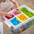 thumbnail image 6 of 17 QT 4 Packs Clear Storage Bin with Lid and Removable Tray Building Baseplate Plastic Storage Box for Kids Craft Toy Sewing Organizer, 6 of 7