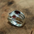 thumbnail image 2 of Natural Red Garnet Ring, 925 Sterling Silver Ring, Handmade Ring, Triple Garnet Ring, Split Band Ring, Statement Ring, Anniversary Ring,...., 2 of 4