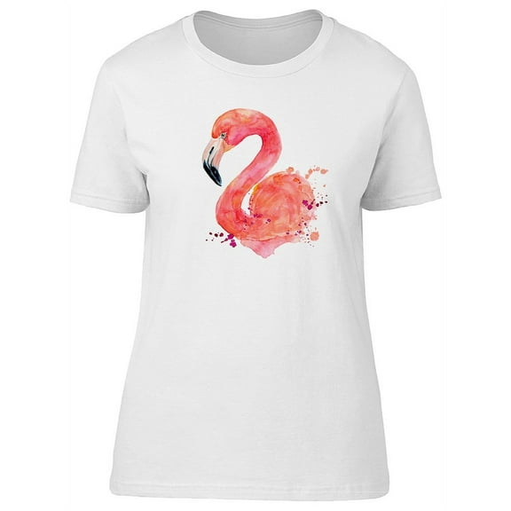 Cool Watercolor Pink Flamingo T-Shirt Women -Image by Shutterstock, Female Large