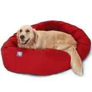 Angle View: Majestic Pet Solid Poly/Cotton Bagel Dog Bed Machine Washable Red Large 40" x 29" x 9"