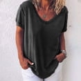 thumbnail image 3 of JYLPZYR Oversized Tshirts 2024 Summer European and American New T Shirt Ladies Solid Color Casual Short Sleeved Top Women Tops(Black,XXXXL), 3 of 4