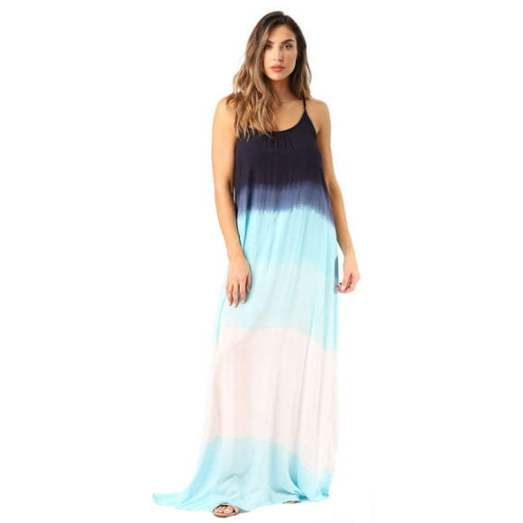 Riviera Sun 21819-NW-M Robes d'Été Robe Maxi Robes d'Été pour Femmes Bleu Marine Blanc