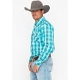 thumbnail image 3 of Rock & Roll Denim Men's And Poplin Plaid Print Snap Long Sleeve Western Shirt Blue Medium, 3 of 7