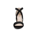 thumbnail image 2 of BLISSFUL STEP Women's Open Toe Cross Strap Mid Block Heel Sandals Black 5, 2 of 8