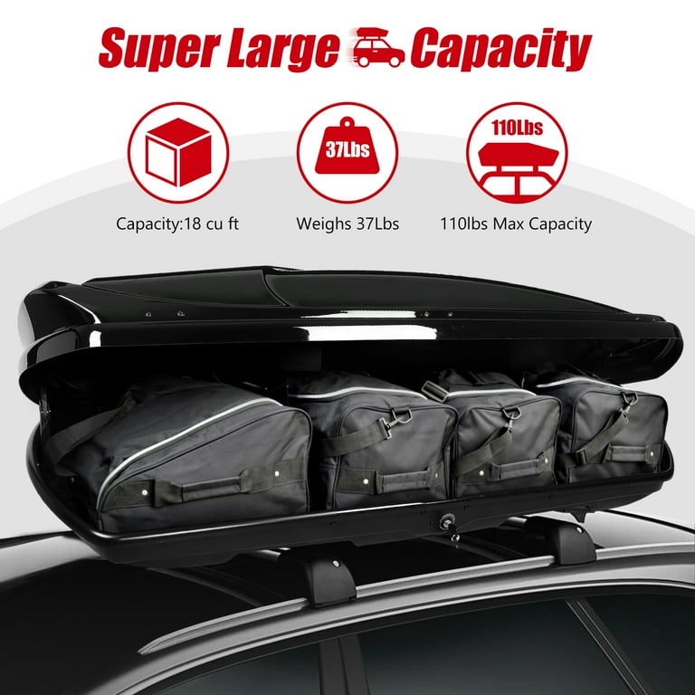 DNA Motoring PT-ZTL-8294-GSBK Universal SUV Roof Top Cargo Storage Box Luggage Carrier w/ Keys Glossy Smooth - Walmart.com DNA Motoring PT-ZTL-8294-GSBK Universal SUV Roof Top Cargo Storage Box Luggage Carrier w/ Keys Glossy Smooth - Walmart.com