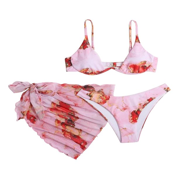 Eigraketly Traje de baño de tres piezas para mujer, conjunto dividido, traje de baño acolchado con cable, traje de baño Sexy sin mangas para playa, traje Type2 NO2 Eigraketly OD021114-07