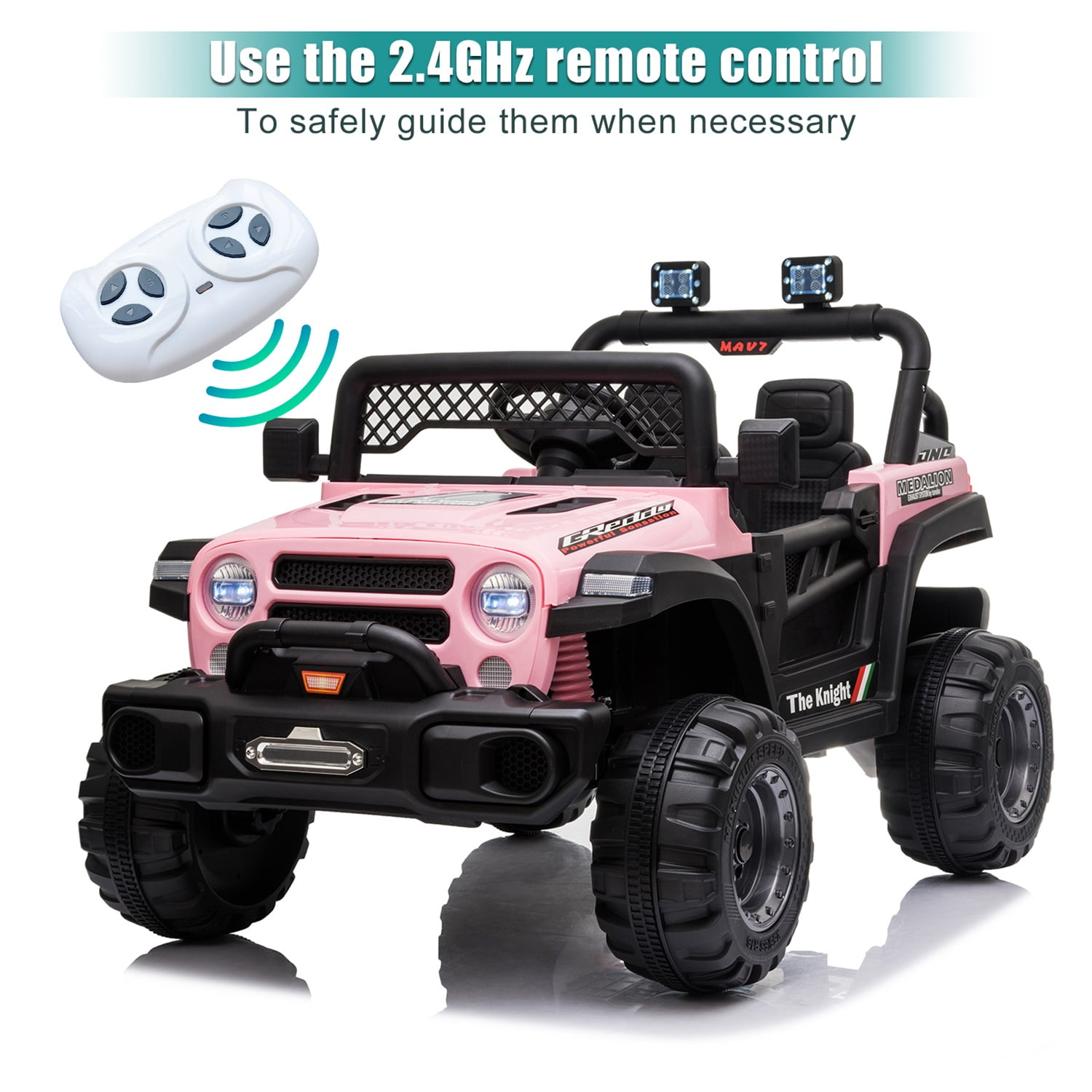 CIPACHO 12V Kids Ride On Truck Car with Parent Remote Control, Spring Suspension, LED Lights, AUX Port, Kids Electric Vehicle Toy, Pink