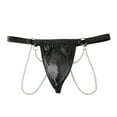 thumbnail image 3 of khonts,Men's Faux Leather Thongs Exotic Chain G-String Panties Sexy Costumes T-Back Underwear Black XL, 3 of 4