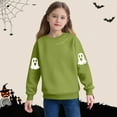 thumbnail image 2 of bbymog Halloween Spooky Sweatshirts for Girls Round Neck Long Sleeve Pullover Top Girls Sweatshirt Green B 5Y, 2 of 6