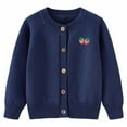 thumbnail image 2 of Binhe Toddler Girls Cardigan Sweater Autumn/Winter Strawberry Print Solid Color Knitted Jacket Party Birthday School Cardigan with Buttons Fall Winter Clothes, 2 of 5