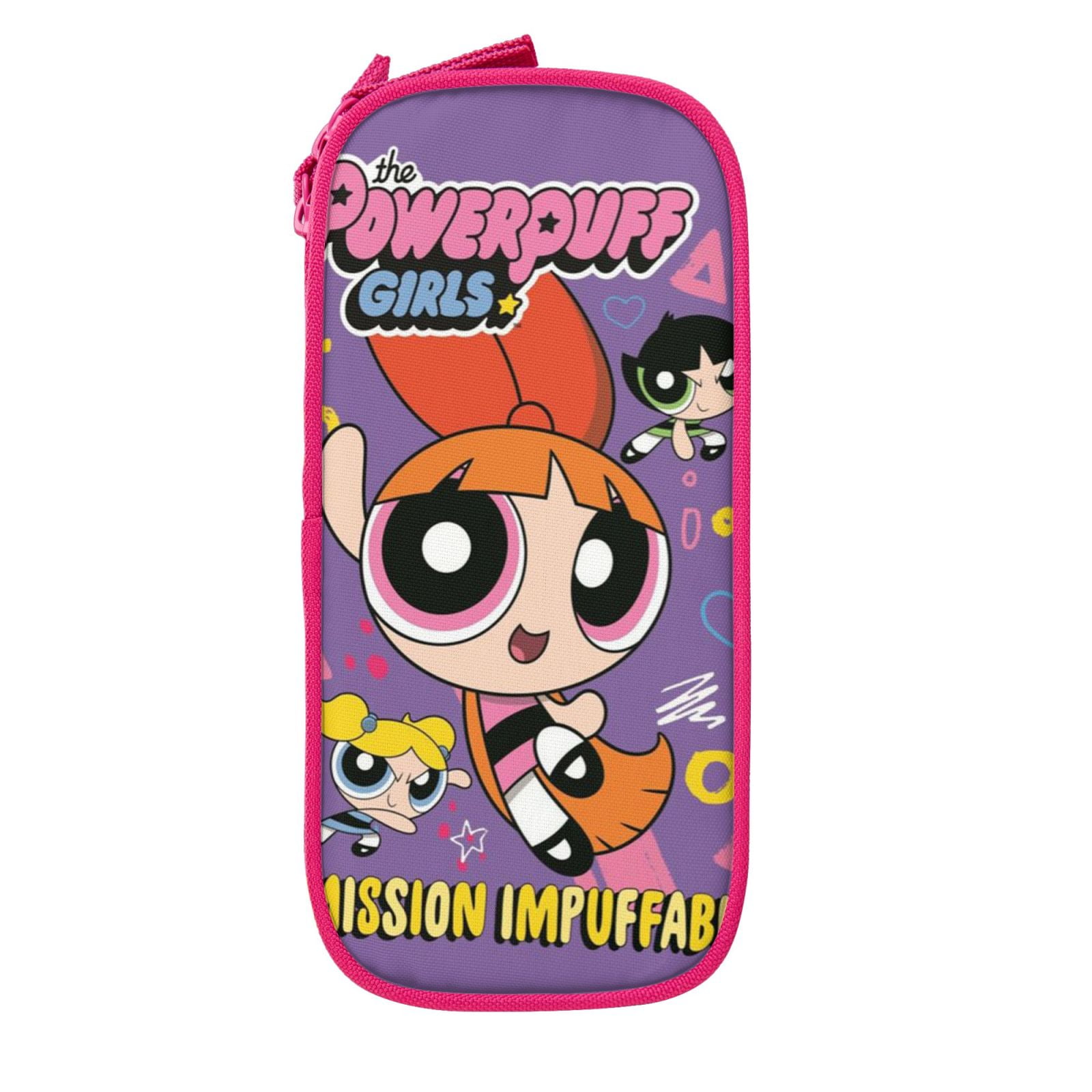 The Powerpuff Gi-rls Pencil Case Large Capacity Pencil Pouch Penbag Office Stationery Organizer Travel Makeup Bag Pink