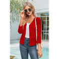 thumbnail image 6 of Women'S 2025 Cropped Cardigan 3/4 Sleeve Crochet Shrug Hollowed-Out Knit Sweater Tops Red M, 6 of 7