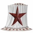 thumbnail image 6 of Western Star Blanket Soft Cozy Warm Throw Blanket for Couch, Plush Fuzzy Flannel Fleece Blankets for Sofa, Ethnic Country Red Stars White Wooden Plank Bed Blankets Lightweight Gifts for Men, 40"x50", 6 of 9