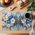 thumbnail image 2 of Hydrangeas Flower Placemats Set of 12 Blue White Floral Country Oil Painting Place Mats Indoor Wipeable Table Mats Washable Dining Table Placemats for Kitchen Holiday Party Home Decor 13x19 Inch, 2 of 9