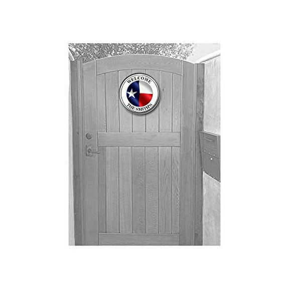 Curb-N-Sign, Reflective Circular Welcome Plaque, 11in Diameter, Texas Flag