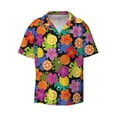 thumbnail image 2 of Lsque Hawaiian Style print Men's Cuban Collar Short Sleeve Shirt Summer Beachwear Casual Button Down Fashionable Vacation Leisure Shirt-Small, 2 of 7