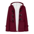 thumbnail image 6 of clear 50% off Usmixi Womens Winter Plush Jacket Womens Hooded Coat Casual Solid Horn Button Zipper Sweatshirt Coats Long Sleeve Warm Thickened Outwear Top with Pocket 2023 Plush Jacket Flash Deals, 6 of 7