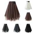 thumbnail image 7 of Tanhomme Women's Tulle Skirt Elastic High Waist Pleated Midi Skirt Mesh Flowy Tutu Skirts Mesh Layered Midi Tulle Skirt Summer High Waist Up Party Petticoat Skirt Elegant Tutu Midi Skirt, 7 of 7