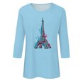 thumbnail image 4 of Pompotops T-shirt Ample Imprimé Mode Femme Manches 3/4 Blouse Col Rond Hauts Décontractés Liquidation, 4 of 4