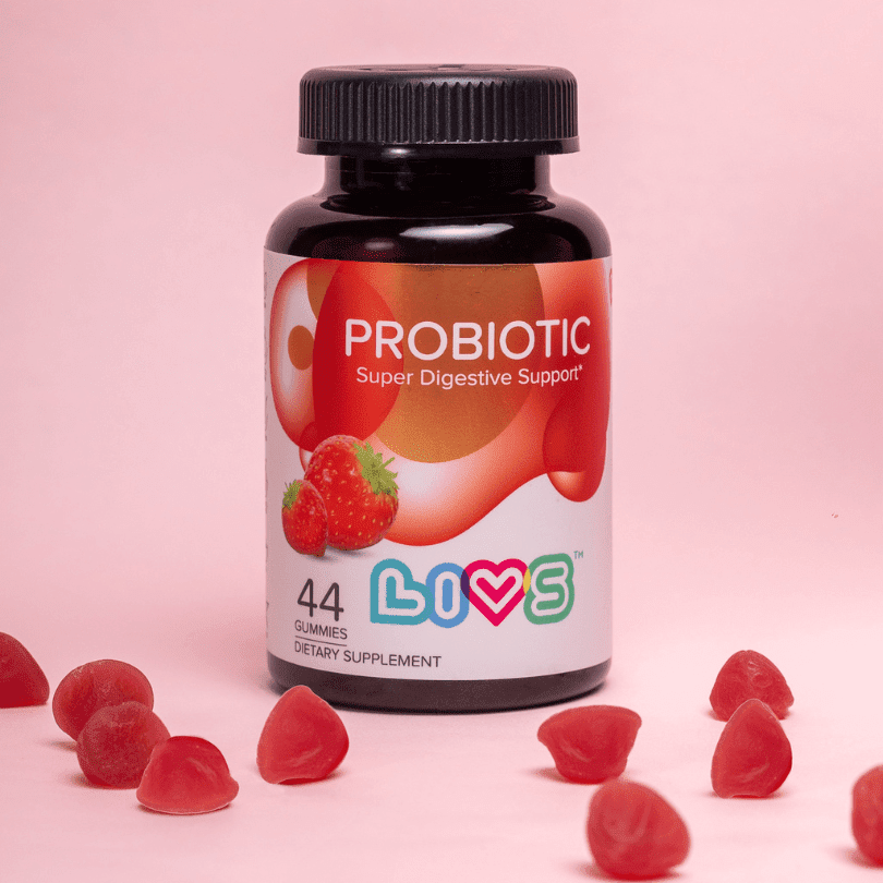 LIVS Probiotic Gummies for Women and Men – 5 Billion CFUs Bacillus Coagulans for Digestive Gut Health, Mood Support & Immune Boost | All Natural, Plant-Based, Vegan, Strawberry Flavor - 88 Count