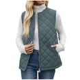 thumbnail image 2 of thefmos Women Plus Size Fall Winter Sleeveless Zipper Vest Casual Warm Basic Outerwear Solid Color Packable Vest with Pockets for Travel Vacation, Gray 3XL, 2 of 9