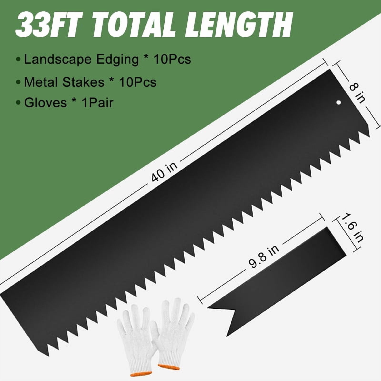 Datingday 10-Pack 8" Tall Galvanized Steel Landscape Edging (33FT Total) - 40"x8" Heavy Duty Metal Garden Border with 10" Stakes & Gloves for Superior Weed Blocking, Yard, Pathways