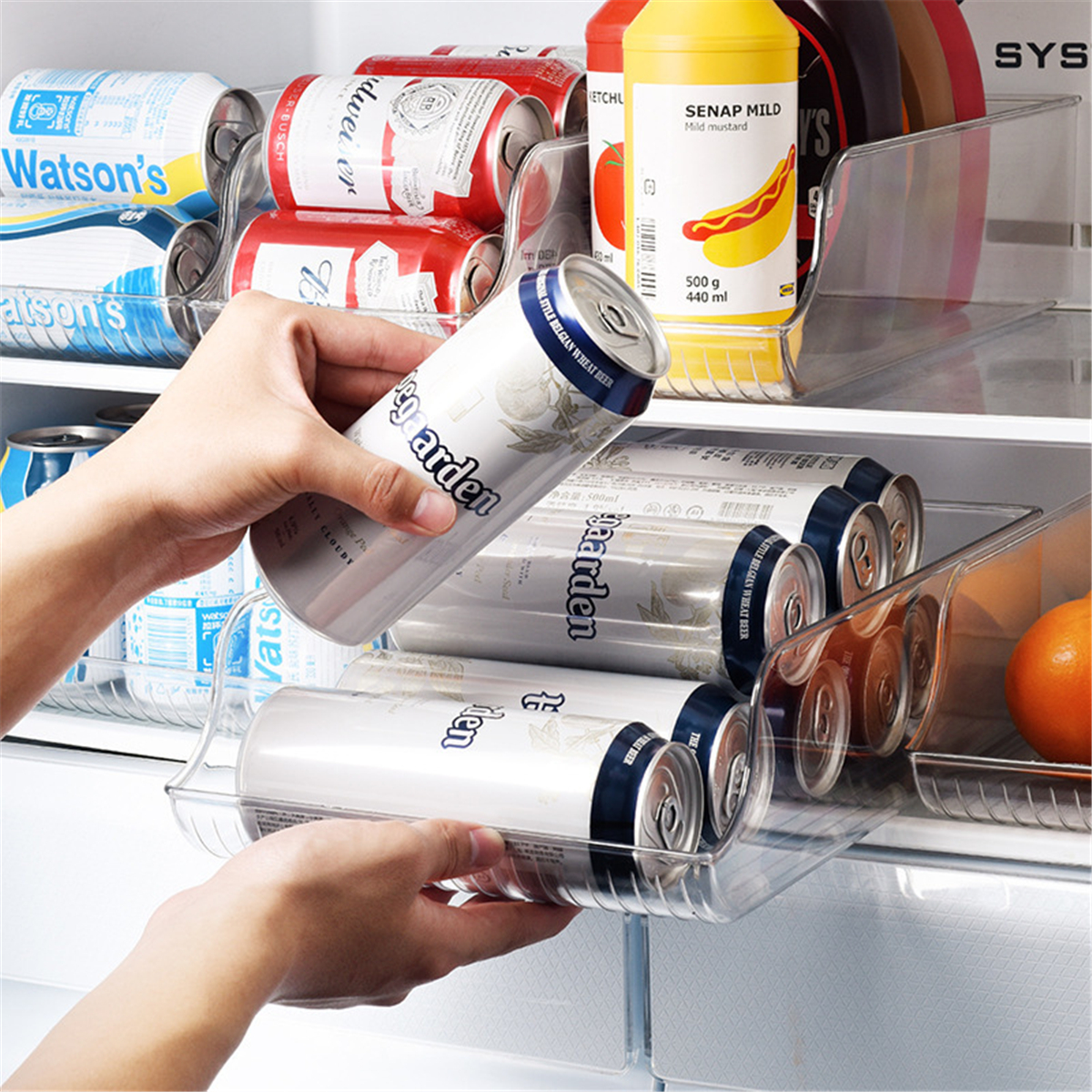 Refrigerator Bins Can Dispenser for Fridge, Soda Beverage Holder Fridge