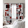 thumbnail image 2 of Blackout Curtains for Bedroom, Red Black Grey Geometric Room Darkening Window Drapes for Living Room, Middle Century Modern Abstract Art Thermal Insulated Grommet Curtains, 42x63 inch, 2 Panels, 2 of 9