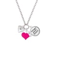 thumbnail image 2 of Delight Jewelry Silvertone Large April - Clear Crystal Heart - Hot Pink Heart Nurse Strong Zoe Necklace, 2 of 4