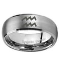 thumbnail image 2 of Tungsten Aquarius Horoscope 8mm Brushed Gray Dome Polished Edges Men Ring, 2 of 2
