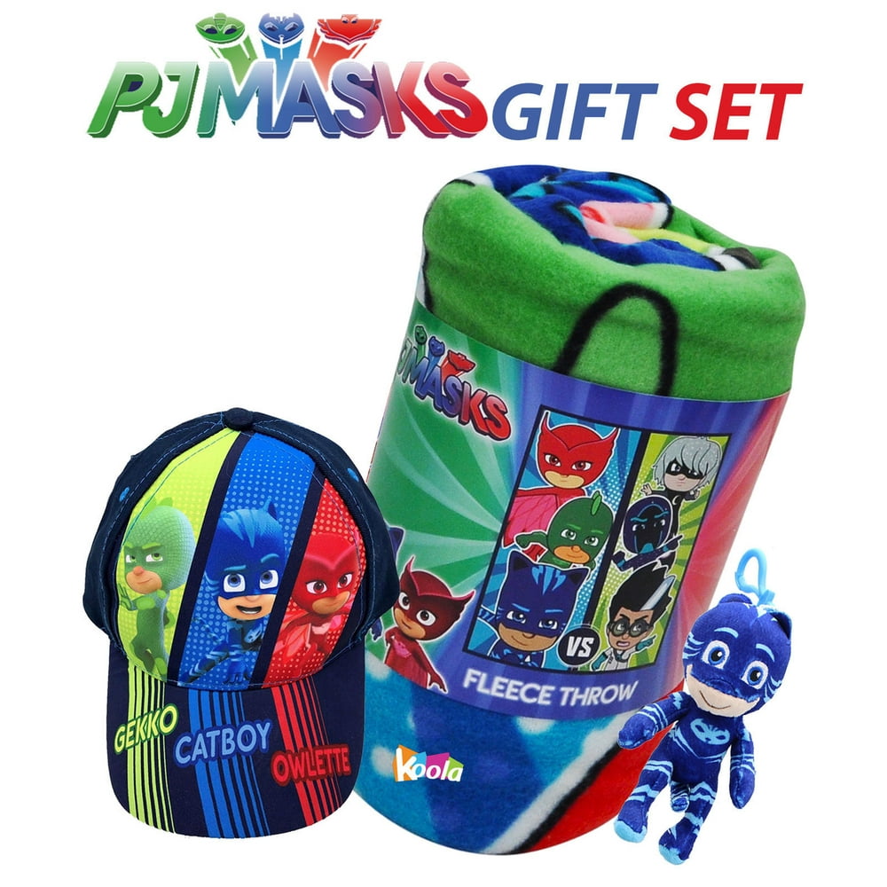 PJ Masks Gift Set Good Evil Fleece Throw Blanket Cap & Keychain