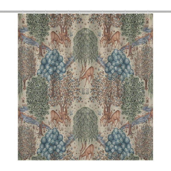 Victorian William Morris Original Design Vintage Shower Curtain Furniture Bathroom Fabric Decorations Washable Shower Curtain with Hooks