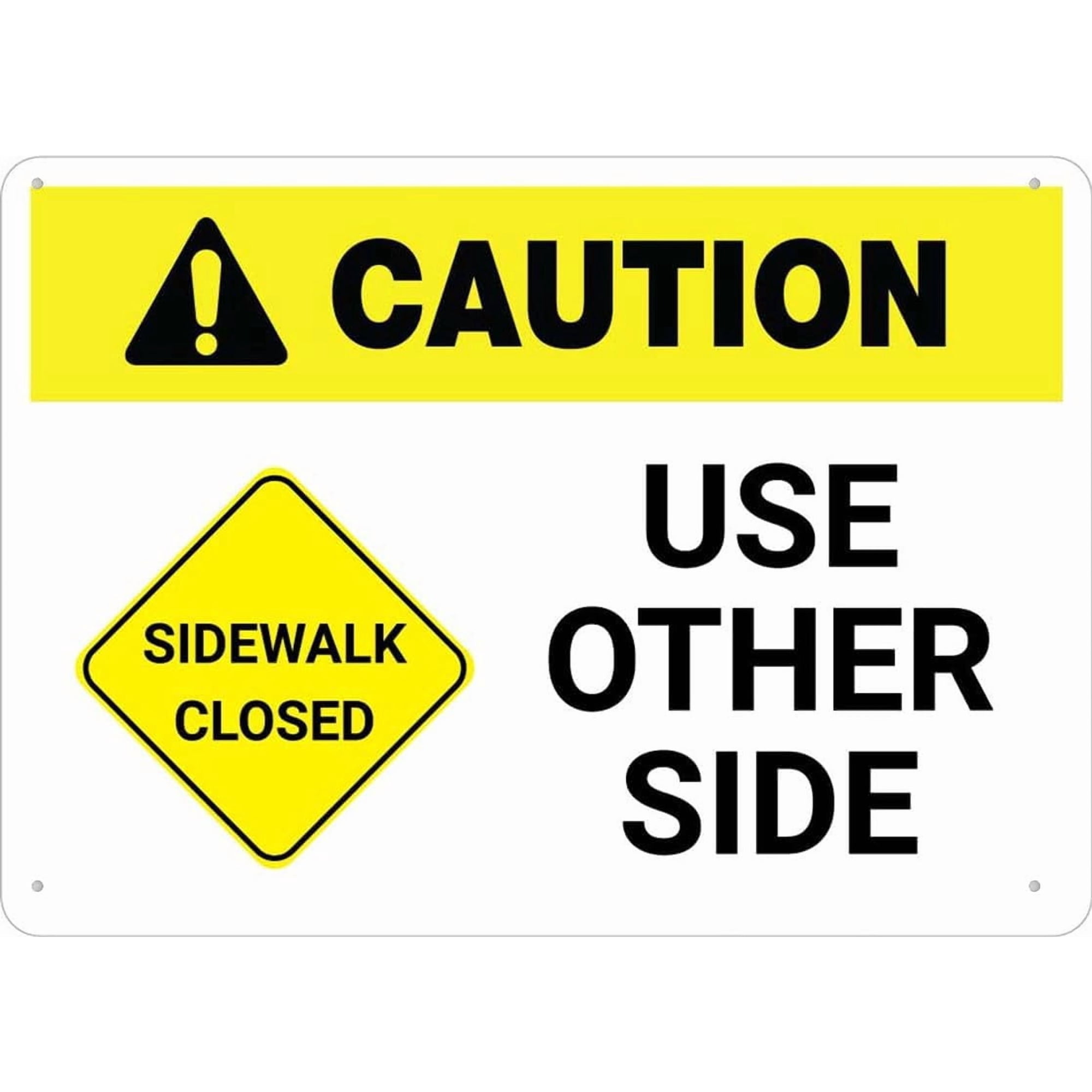 (2-Pack) Metal Tin Sign Sign Caution Sidewalk Closed Use Other 8 x12 Farm Garage Decor