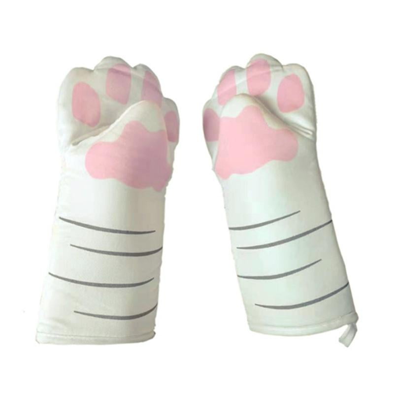 Cricket & Junebug Oven Mitts Cat Paws - Grey and Pink