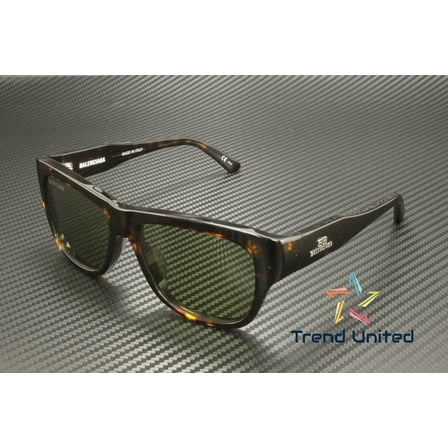 BALENCIAGA BB0211S 002 Rectangular Squared Havana Green 56 mm Men's Sunglasses
