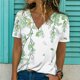 thumbnail image 2 of Camiseta de manga corta suelta con cuello en V y estampado informal a la moda para mujer Pompotops hkajfhjk464347, 2 of 5