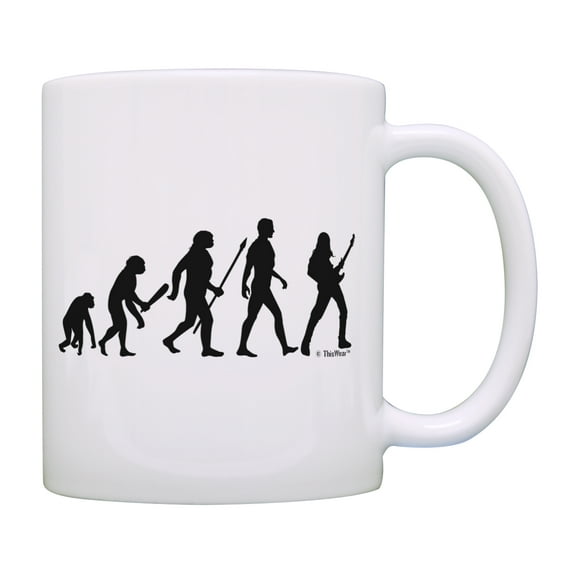 ThisWear Music Lovers Gifts Guitar Player Evolution Guitar Mug Music Teacher Mug Music Themed Gift Music Related Gifts Rock Gifts for Men Coffee Mug