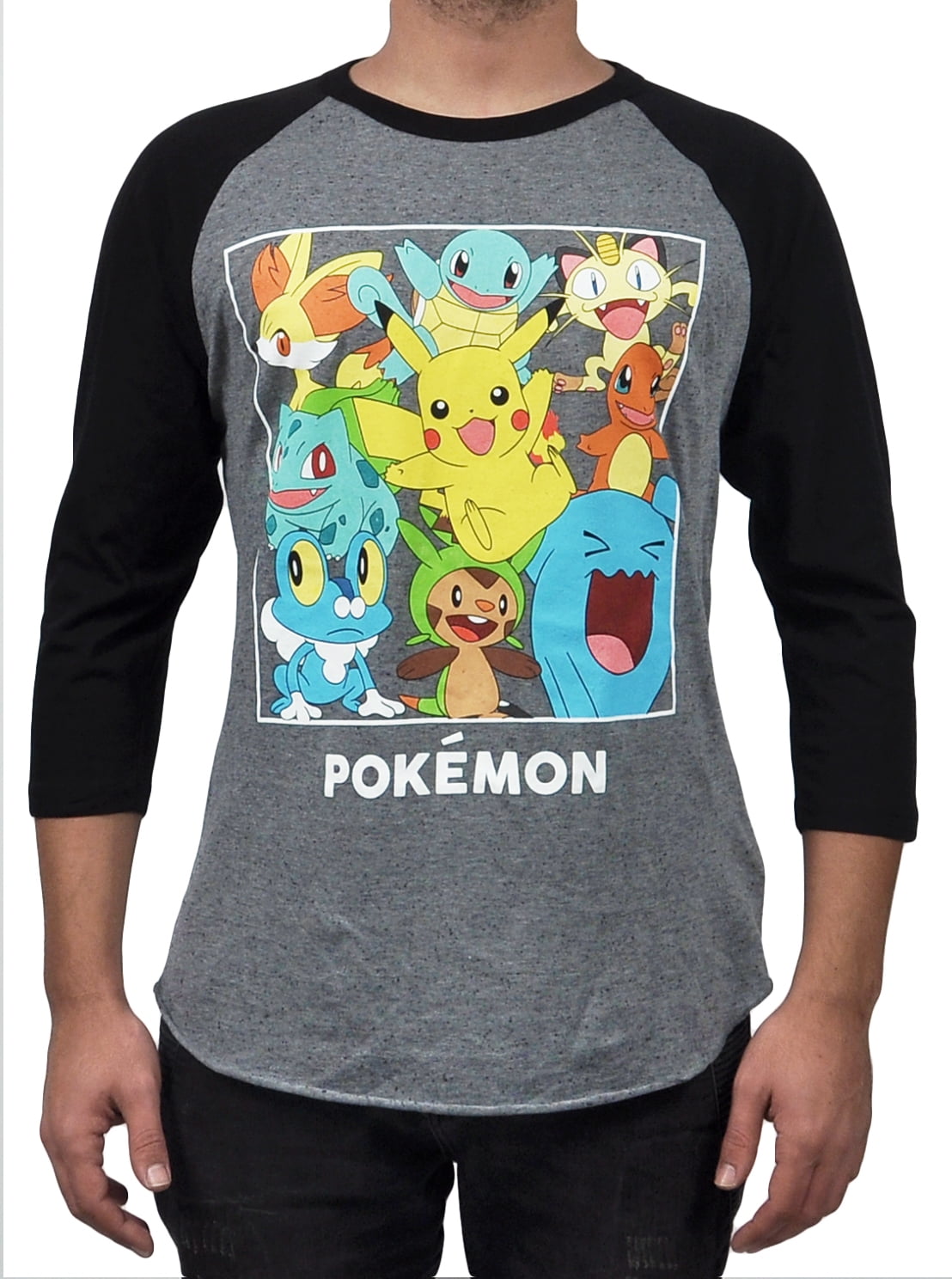 Men's Raglan Pokemon Characters T-Shirt 