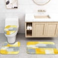 thumbnail image 4 of 4 Pcs Shower Curtain Set Abstract Green Bathroom Set with Shower Curtain and Rugs Accessories Green White and Gray Modern with Non-Slip Rugs Toilet Lid Cover and Bath Mat Bathroom, 4 of 7