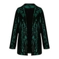 thumbnail image 3 of Olyvenn Get it today Women's Sequin Blazer Long Sleeve Open Front Work Office Party Suit Jacket Outwear Sequin Blazer Suit Jacket for Women Trendy 2024 Green XXL, 3 of 5