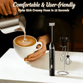 thumbnail image 7 of Milk Frother Handheld,Rechargeable Frother Wand Hand Mixer Electric Handheld for Coffee,Electric Whisk With 3 Stainless Whisks 3 Speeds Stand,Hand Mixer for Lattes,Cappuccino,Matcha,Egg,Black, 7 of 7