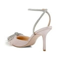 thumbnail image 4 of XYD Women Crystal Mesh Bowknot Pointed Toe Ankle Strappy Sandals Stiletto High Heel Pumps Wedding Shoes Size 15 Light Pink, 4 of 4