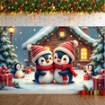 thumbnail image 2 of Decorative Design Happy Holidays Banner Penguin Festive Penguins Holiday Background for Christmas Party Indoor Outdoor Celebration, 2 of 9