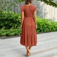 thumbnail image 5 of IDALL Summer Dresses,Petite Dresses Women Summer Casual Midi Maxi Dress Boho Sleeveless Smocked A-Line Long Dress Elegant Dresses,Modest Dresses,Womens Dresses Orange Dress L, 5 of 7